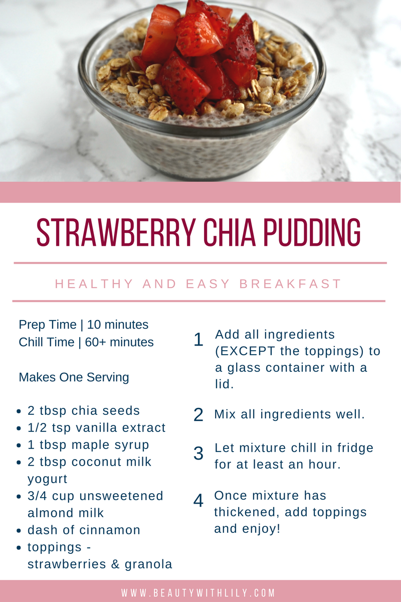 Quick & Easy Breakfast - Strawberry Chia Pudding // Healthy Breakfast // Breakfast Meal Prep | Beauty With Lily