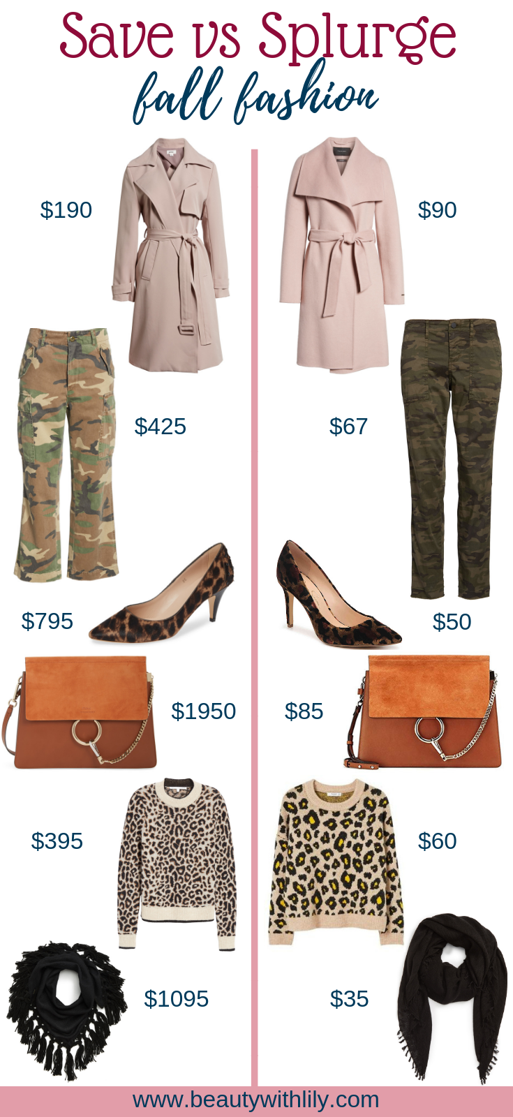 Fall Save vs Splurge // Fall Fashion // Affordable Fall Fashion // Fall Outfits // Outfit Inspiration | Beauty With Lily 