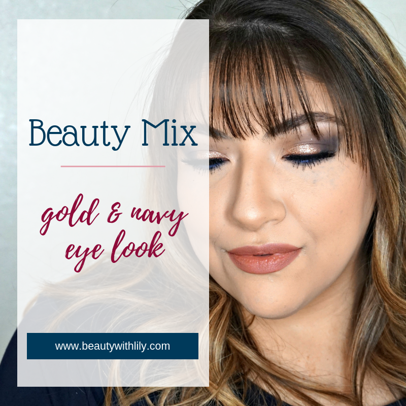 Glitter Eye Look // Navy & Gold Eye Look // Glitter Makeup Look // Glam Holiday Look // Glam Makeup // Gold Glitter Makeup Look | Beauty With Lily 